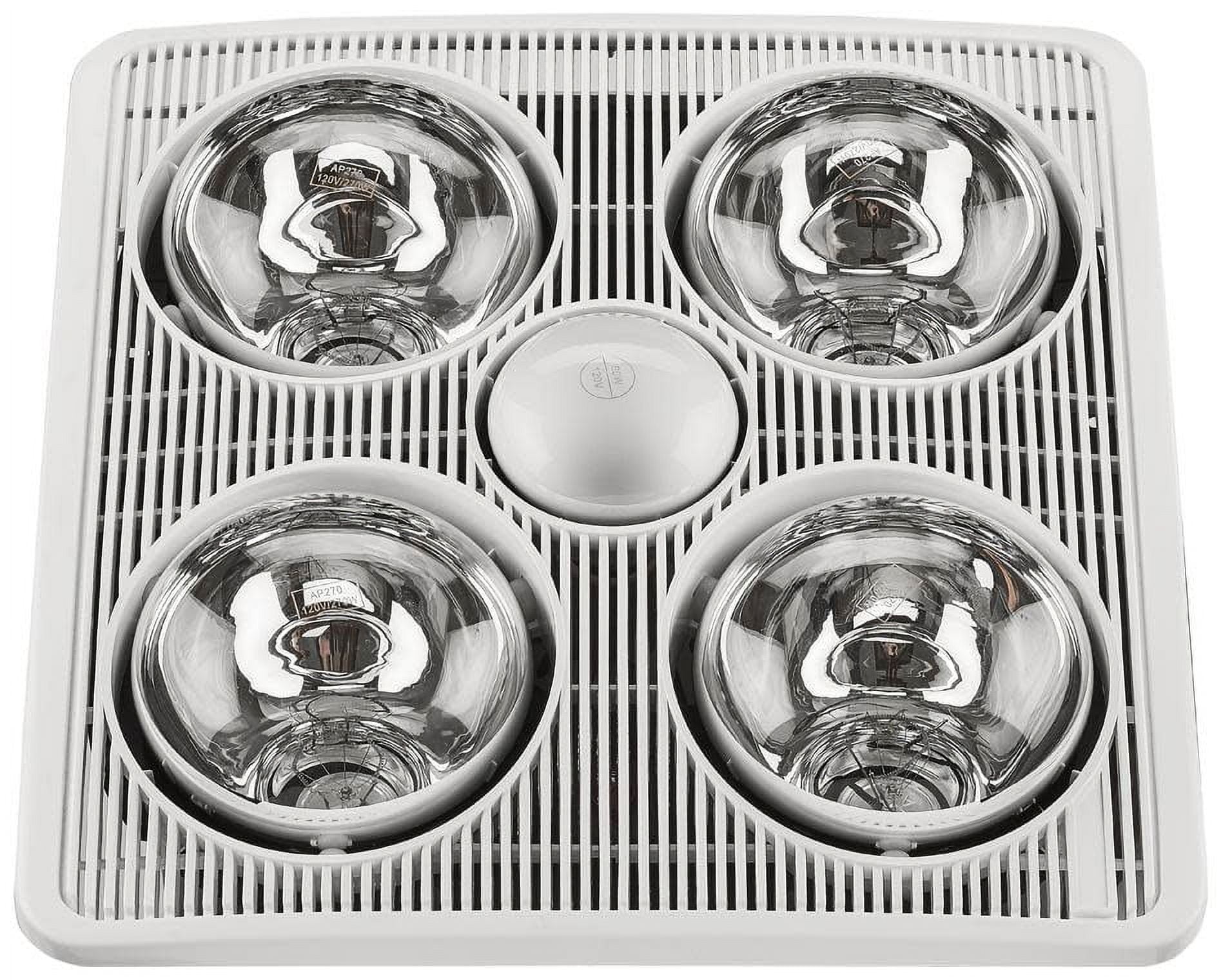 White 4-Bulb Ceiling Bathroom Exhaust Fan with Heat and Light