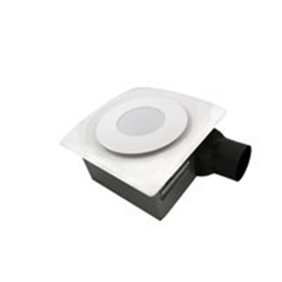 Aero Pure AP90-SL W ow Profile 90 CFM 0.3 Sones Slim Fit Bathroom Ceiling Fan with LED Light Pad & Grille, White