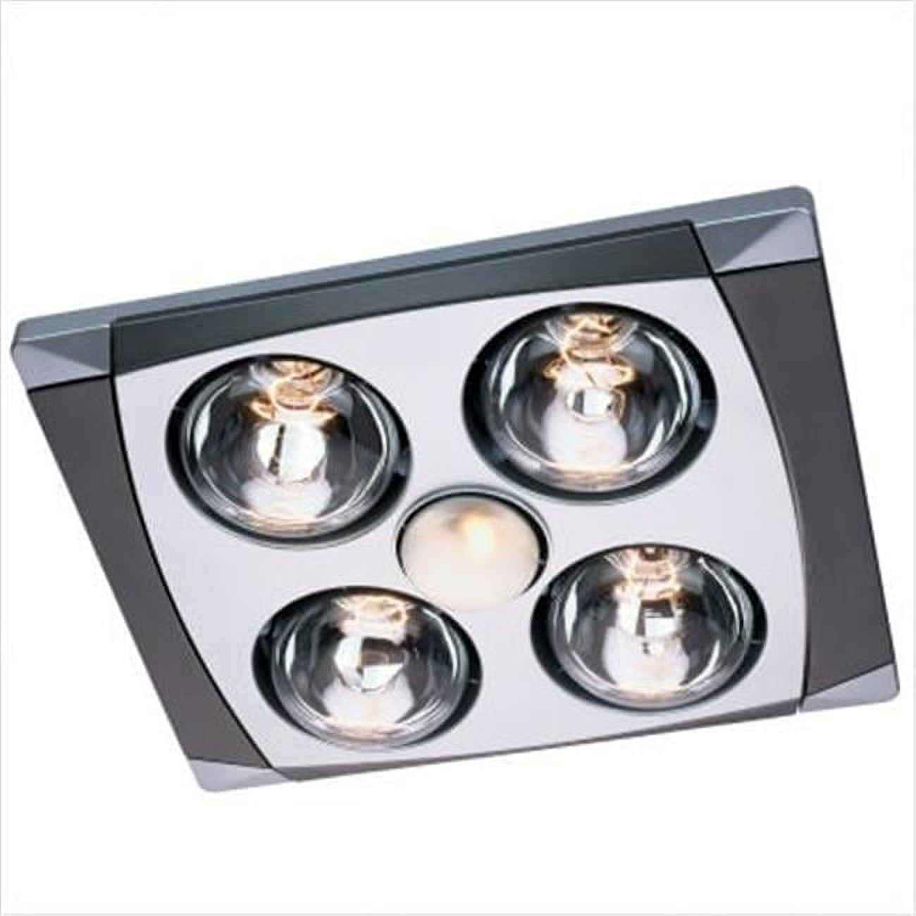 Matte Chrome 90 CFM Ceiling Mount Bathroom Fan with Heater and Light