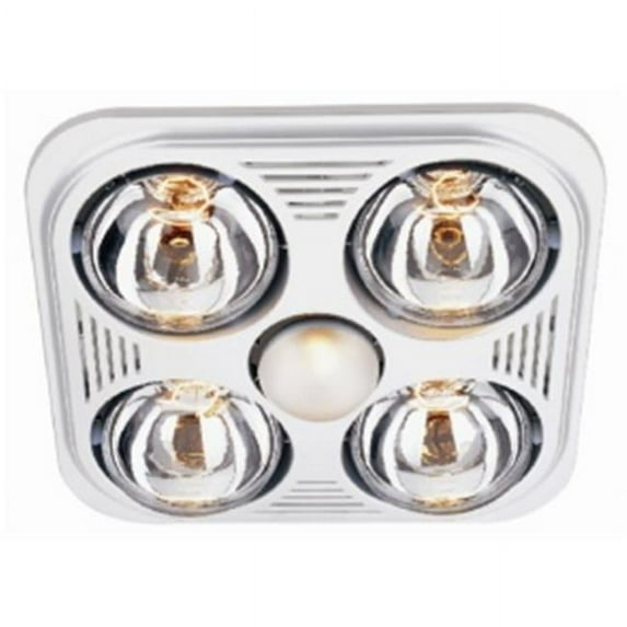 Aero Pure Bathroom Fans A716R W Aero Pure Fan- A716R White-4 Bulb Quiet Bathroom Heater Fan with Light