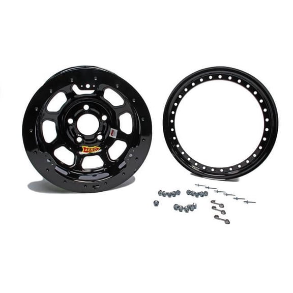 Aero Race Wheels 53-184540B Aero 53 Series IMCA Rolled Beadlock Wheel, Black