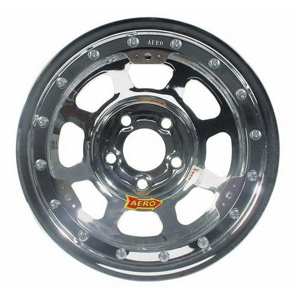 Aero Race Wheels 53-284740 53-Series IMCA Rolled Beadlock Wheel - Chrome - 15 x 8 in. - 5 x 4.75 in. Bolt Circle - 4 in. Back Spacing - 23 lbs