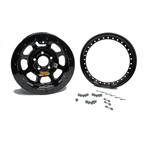 Aero Race Wheels  53 Series Beadlock Wheel - Black - 15 x 10 & 4 x 4.75 in.
