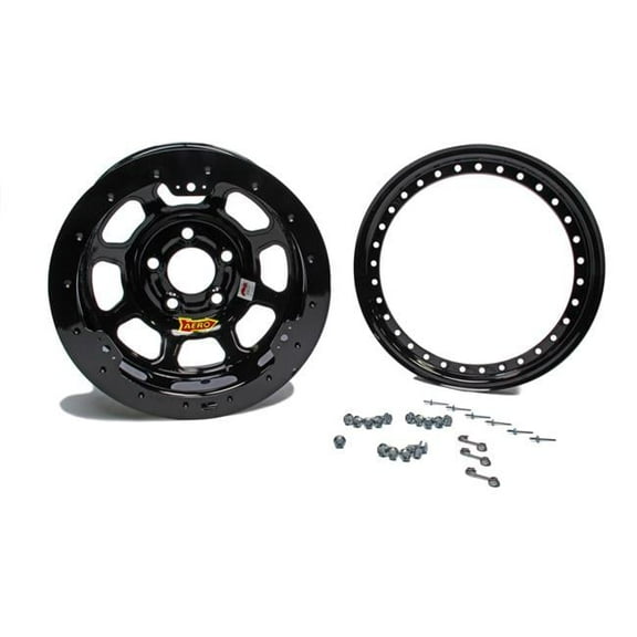 Aero Race Wheels ARW33-184520B 13 x 8 in. 2 in. Backspace 4.50 in. Bolt Pttern Black Beadlock Wheel