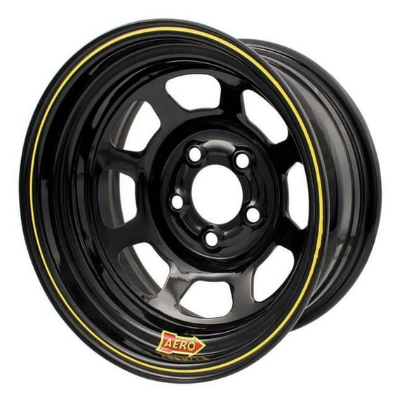 Aero Racing Wheels 50-105040 50 Series Rolled Wheel - Black - 15 x 10 in. - 5 x 5 in. Bolt Circle - 4 in. Back Spacing - 25 lbs