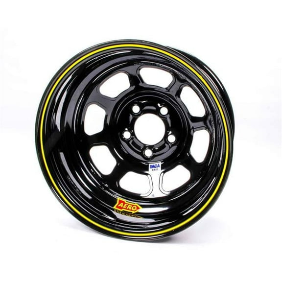 Aero Racing Wheels 52-184530 52 Series IMCA Rolled Wheel - Black - 15 x 8 in. - 5 x 4.5 in. Bolt Circle - 3 in. Back Spacing - 19 lbs