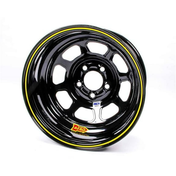 Aero Racing Wheels 52-185020 52 Series IMCA Rolled Wheel - Black - 15 x 8 in. - 5 x 5 in. Bolt Circle - 2 in. Back Spacing - 19 lbs