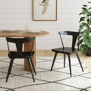 Aero Set of 2 Black Solid Wood Wishbone Dining Chairs by East at Main