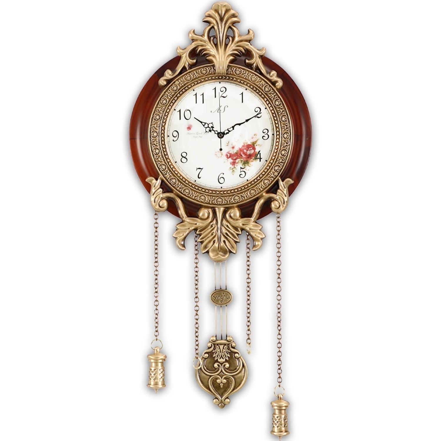 Aero Snail 9" Pendulum Wall Clock, Solid Wood, Battery Operated, Retro Vintage Clock 205C