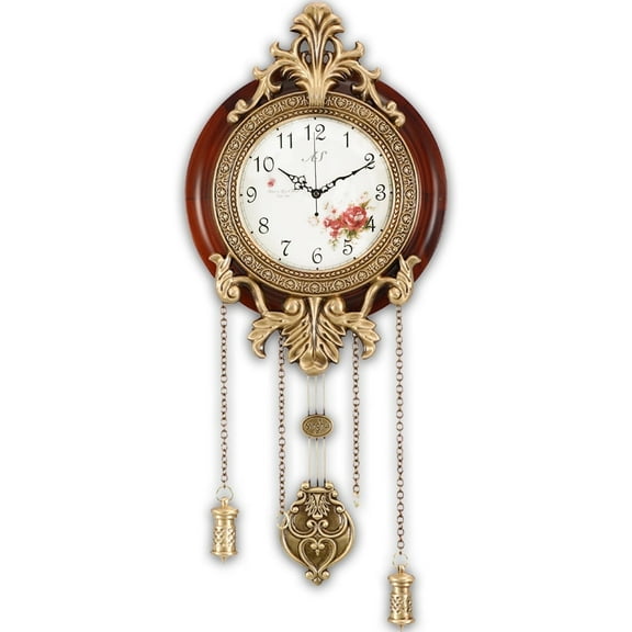 Aero Snail 9" Pendulum Wall Clock, Solid Wood, Battery Operated, Retro Vintage Clock 205C