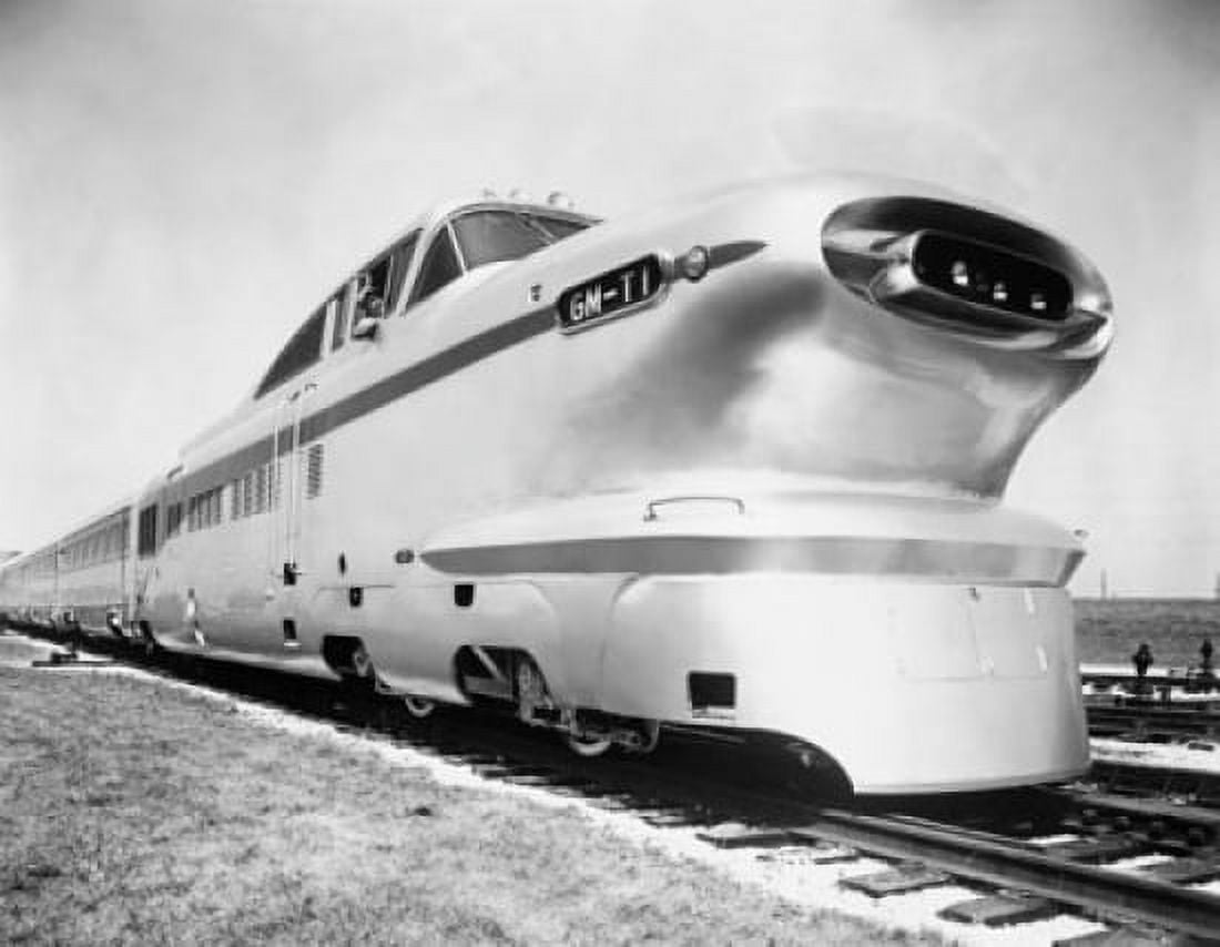 Aero train on a railroad track Canvas Art - (18 x 24)