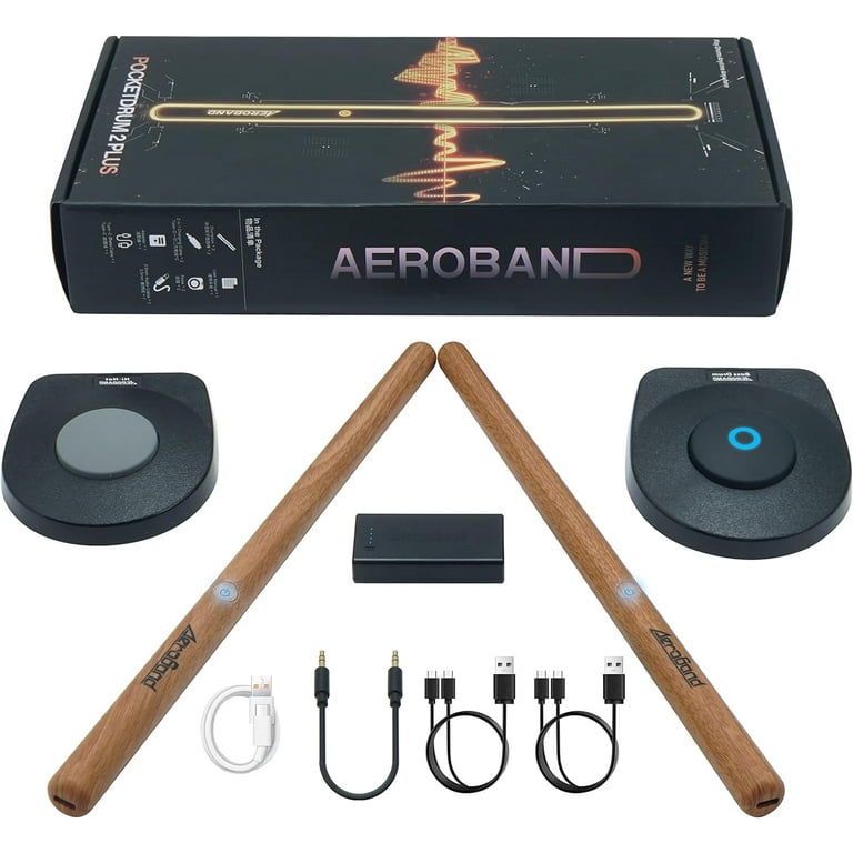 AeroBand PocketDrum 2 Plus Electric Air Drum Set Drumsticks, Pedals,  Bluetooth, USB MIDI Function, for Adults, Kids, Professionals, Gift 