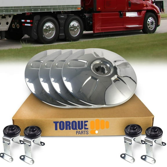 TORQUE Rear Axle Wheel Cover Chrome Aerodynamic Hubcap 33mm Screw-On ABS Chrome Plastic for Semi Truck (Universal Fit) (TR588-TWC)