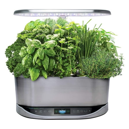 AeroGarden - Bounty Elite - Easy Setup - Healthy Eating Garden kit - 9 Gourmet Herb pods included - App Capability - Stainless steel