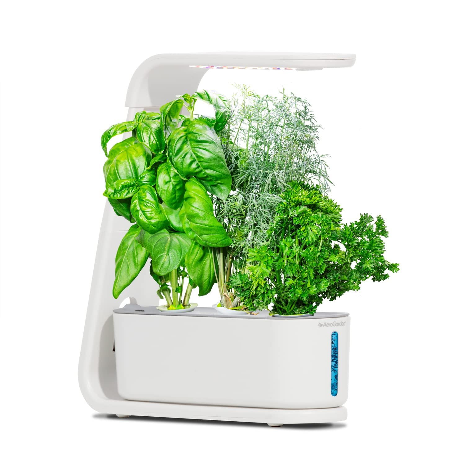 White Compact Indoor Hydroponic Herb Garden with LED Light