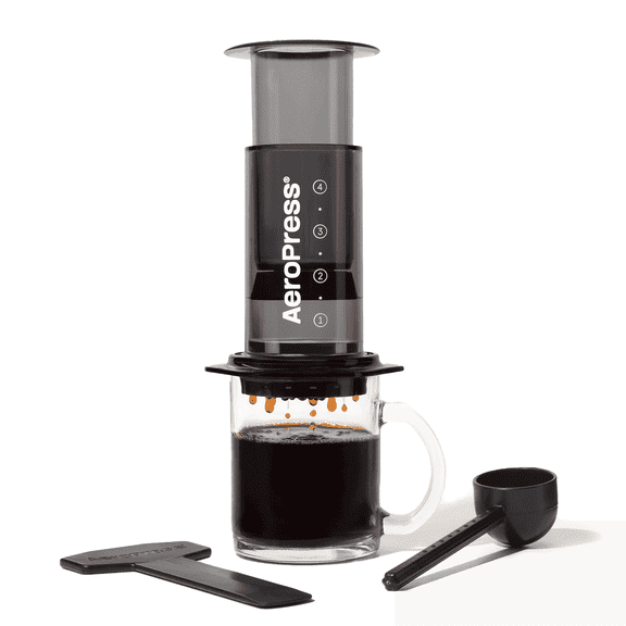 AeroPress Clear Black Compact Coffee Press – Simplified 3-in-1 Manual Coffee Maker for Espresso-Style, French Press & Pour-Over Brewing, 10 oz