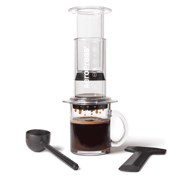 AeroPress Clear Coffee Press – 3 in 1 Brew Method with French Press and Espresso – Full Bodied Without Grit – Portable Maker with Clear Body, Clear
