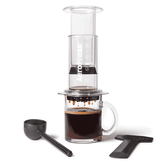 AeroPress Clear Blue Compact Coffee Press – Simplified 3-in-1 Manual Coffee Maker for Espresso-Style, French Press & Pour-Over Brewing, 10 oz
