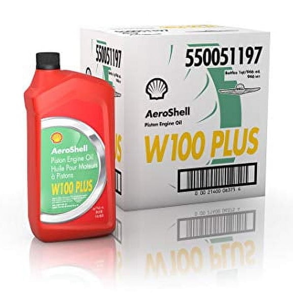 AeroShell Oil W100 Plus Aviation Piston Engine Oil, SAE 50, 6 Quart Case