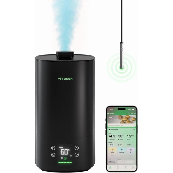 AeroStream H05 Intelligent Wi-Fi Humidifier, 1.32 Gal / 5 L Humidifier with Temp & Humidity Probe, Smart Remote Control, Designed for Growers