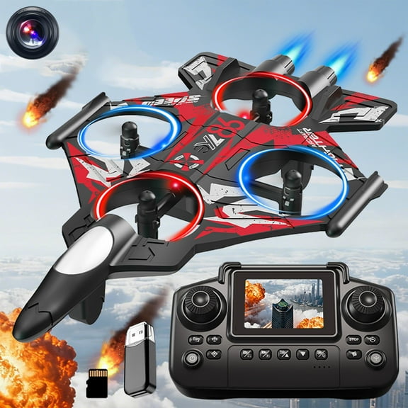 AeroView HD RC Airplane with Camera and Screen Remote Control for Beginners, Live Video Feed FPV Foam Drone with Headless Mode, One Key Takeoff, Altitude Hold, LED Lights
