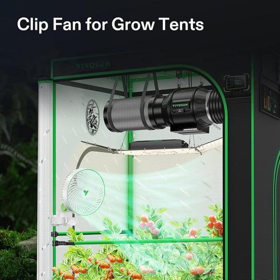 AeroWave E6 Grow Tent Fan 6 Inch EC Motor Smart Wifi Control Auto Oscillating Clip Fan Weatherproof IP-54 Strong Airflow Quiet for Hydroponic Ventilation Circulation