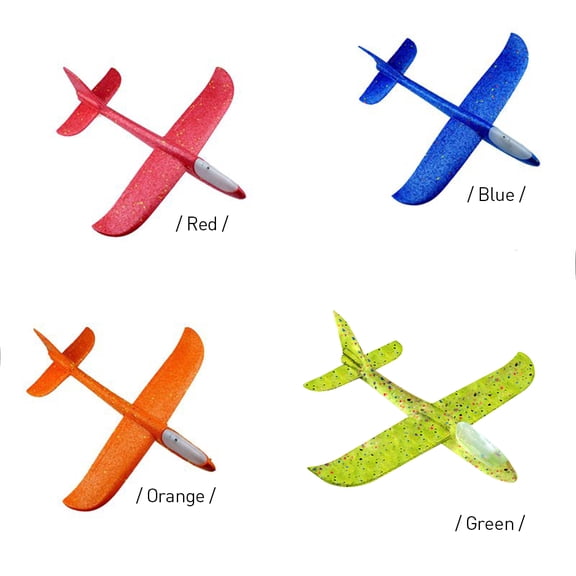 Aerobatic Foam Flying Glider Plane with LED Flash Light - 18.9 Inch Outdoor Sport Toy (Green)
