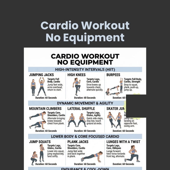 Aerobic Exercise Equipment Free Exercise Poster, Upper Body Exercise Poster, Lower Body Exercise Guide Poster, Home Fitness Plan Poster