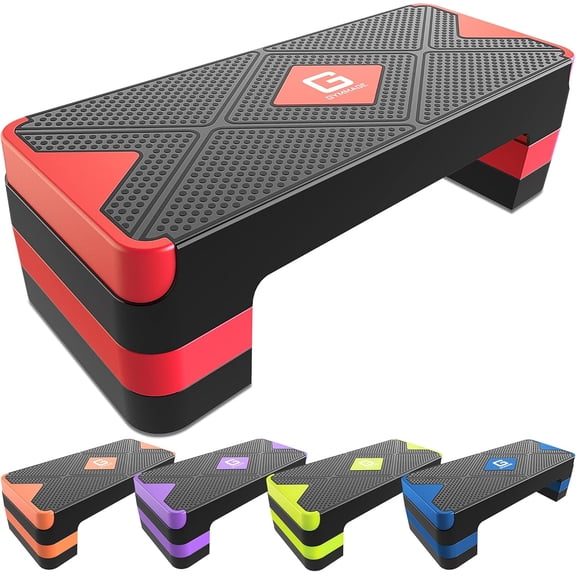Aerobic Exercise Step, Adjustable Aerobic Stepper for Exercise, Workout Step Platform for Step Up, 26.5" Step Deck with 4" 6" 8" Adjustable Height Risers, Women  Gym Cardio Fitness