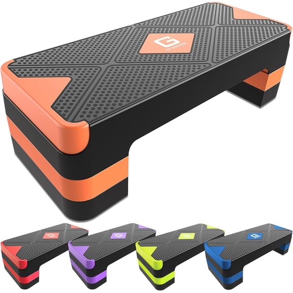 Aerobic Exercise Step, Adjustable Aerobic Stepper for Exercise, Workout Step Platform for Step Up, 26.5" Step Deck with 4" 6" 8" Adjustable Height Risers, Women  Gym Cardio Fitness