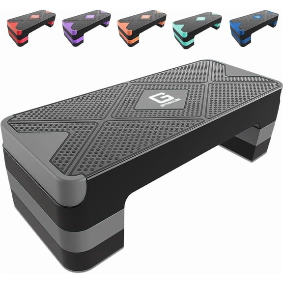 Aerobic Exercise Step, Adjustable Aerobic Stepper for Exercise, Workout Step Platform for Step Up, 26.5" Step Deck with 4 6 8 Adjustable Height Risers, Women Home Gym Cardio Fitness