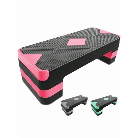Aerobic Exercise Step Adjustable Aerobic Stepper For Exercise Workout Step Platform For Step Up, 26.5" Step Deck With 4" 6" 8" Adjustable Height Risers, Women Home Gym Cardio Fitness