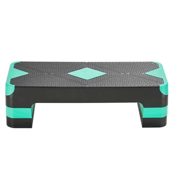 Aerobic Exercise Step Platform, 28-Inch Workout Aerobic Stepper, Height Adjustable Fitness Training Step Deck Trainer with 4 Risers, Non-Slip Surface Bench for Home Gym Cardio Strength, Green