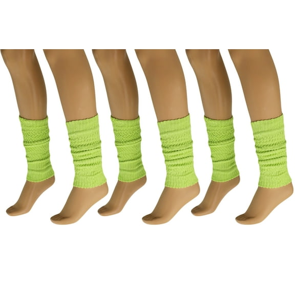 Aerobic Leg Warmers for Women 3 Pairs Almond Green Cotton Knee High