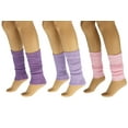 thumbnail image 1 of Aerobic Leg Warmers for Women 3 Pairs Black Cotton Knee High - (Purple-Lilac-Pink), 1 of 5