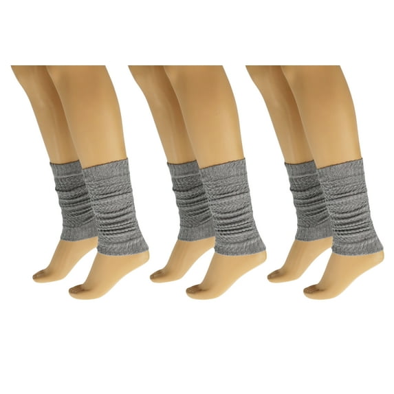 Aerobic Leg Warmers for Women 3 Pairs Gray Cotton Knee High