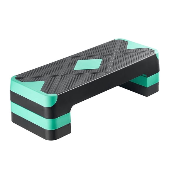 Aerobic Step Platform 28-Inch, Adjustable Height Fitness Stepper, 4 Risers, Non-Slip Surface for Home Gym Cardio, Strength Training - Green