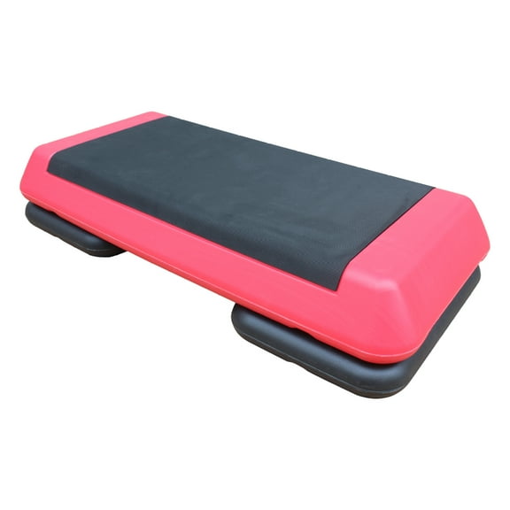 Aerobic Stepper Platform - Adjustable Workout Step with 2 Risers - Fitness Step Trainer for Home Gym, Cardio & Strength Training - Red/Black