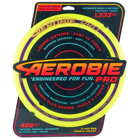 Aerobie Pro Ring Outdoor Flying Disc, Flying Ring for Kids Parties and Backyard Games, Teen Boys Gift Ideas, Kids Toys for Ages 5 & Up, Yellow, 14"