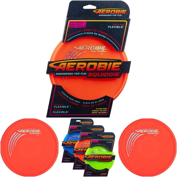 Aerobie Squidgie Disc Glow in the Dark Flying Disc - 8 Inch, Multi Color, Outdoor Play
