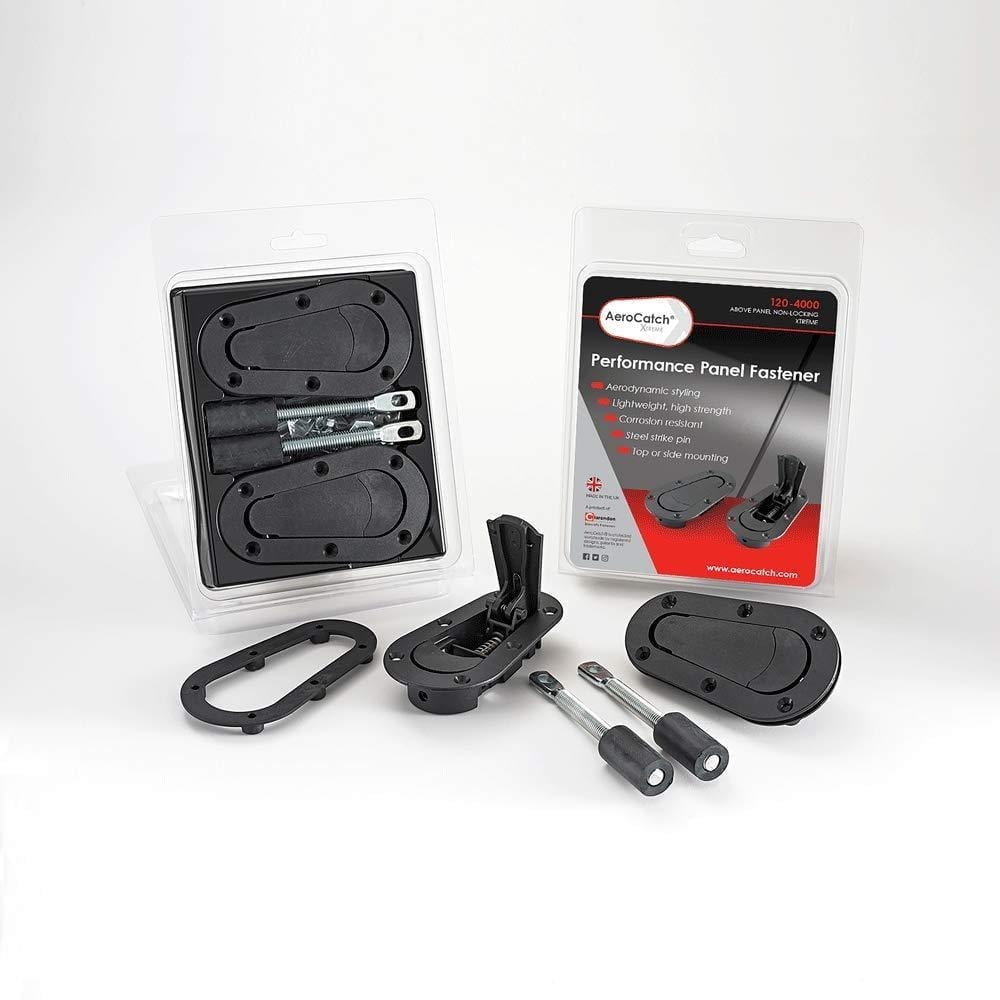 Aerocatch 120-4000 Xtreme Plus Flush Hood Latch and Pin Kit - Black Above Panel Xtreme Without Installation Kit