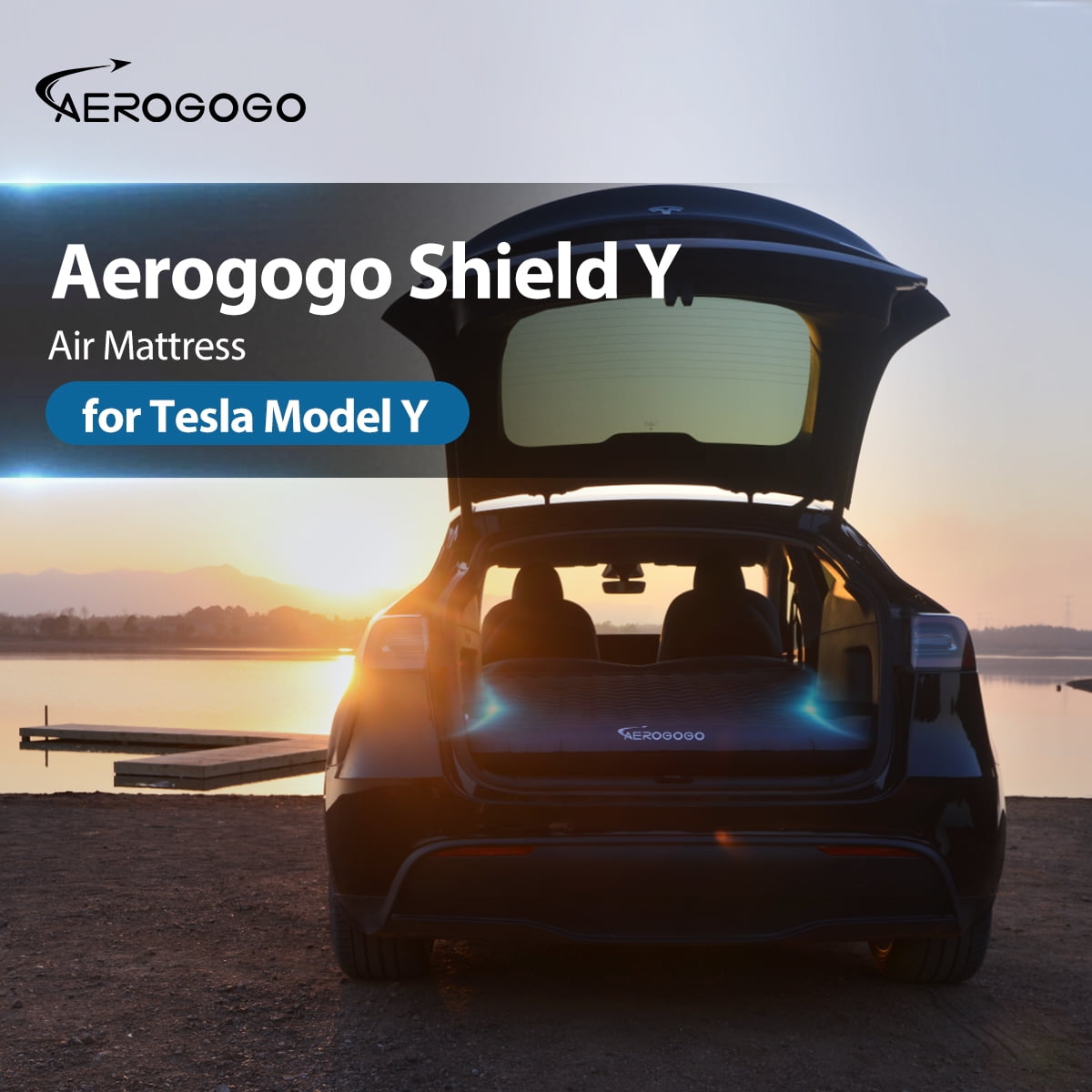 Aerogogo Tesla Model Y Mattress Self Inflating Model Y Bed One Click to Inflate/Deflate Max 5.5Thick, Backpack Size, 2 Person