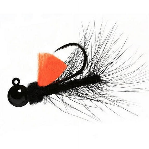 Aerojig Hackle Jig Size: 1/8 oz, Color: Black & Orange