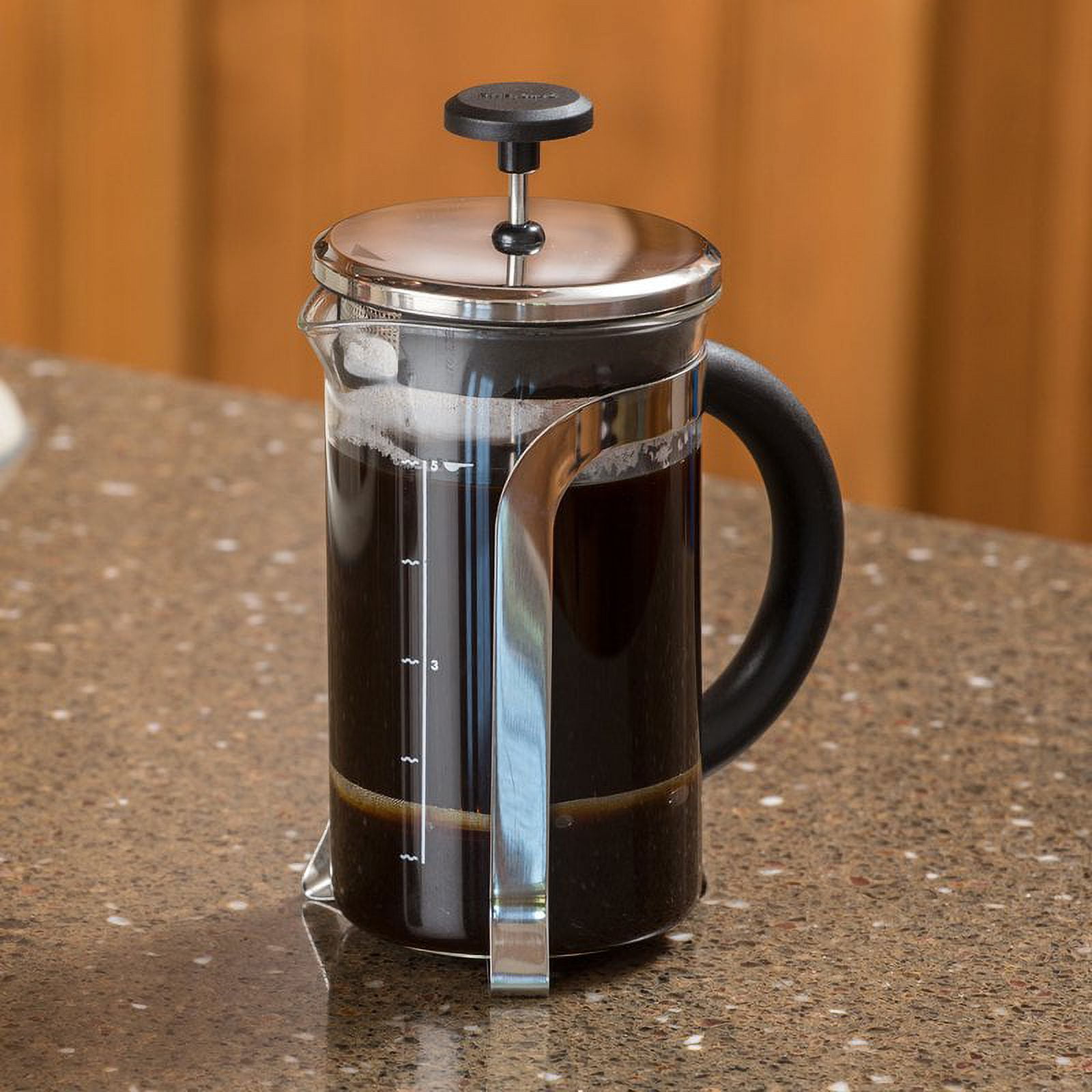 Elegant Stainless Steel and Glass French Press Coffee Maker, 20-Ounce
