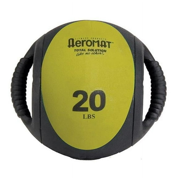 Aeromat Dual Grip Power Med Ball 9 in. Dia. 20 LB Black- Olive