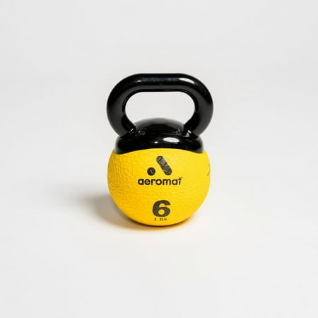 Aeromat Elite Mini Kettlebell Medicine Ball, 6 lb, Yellow