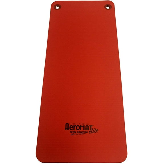 Aeromat Elite Workout Mat with Eyelets, 20" x 48" x 0.5", Phthalate-Free PVC Closed Cell Foam, Red