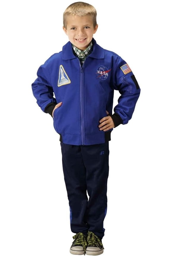 Jr. Blue Astronaut Costume Flight Jacket | Size Youth Large