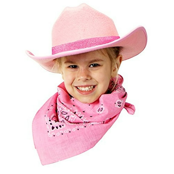 Aeromax Junior Cowboy Hat with Bandanna, Pink Sparkle, Youth