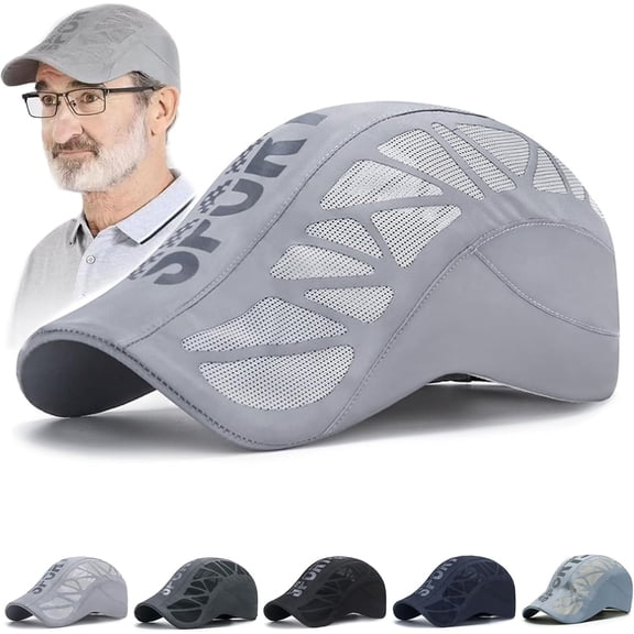 Sport Cap Breathable Mesh Baseball Hat, Adjustable Strap, Quick-Dry Running Tennis Golf Hat Lightweight Cap